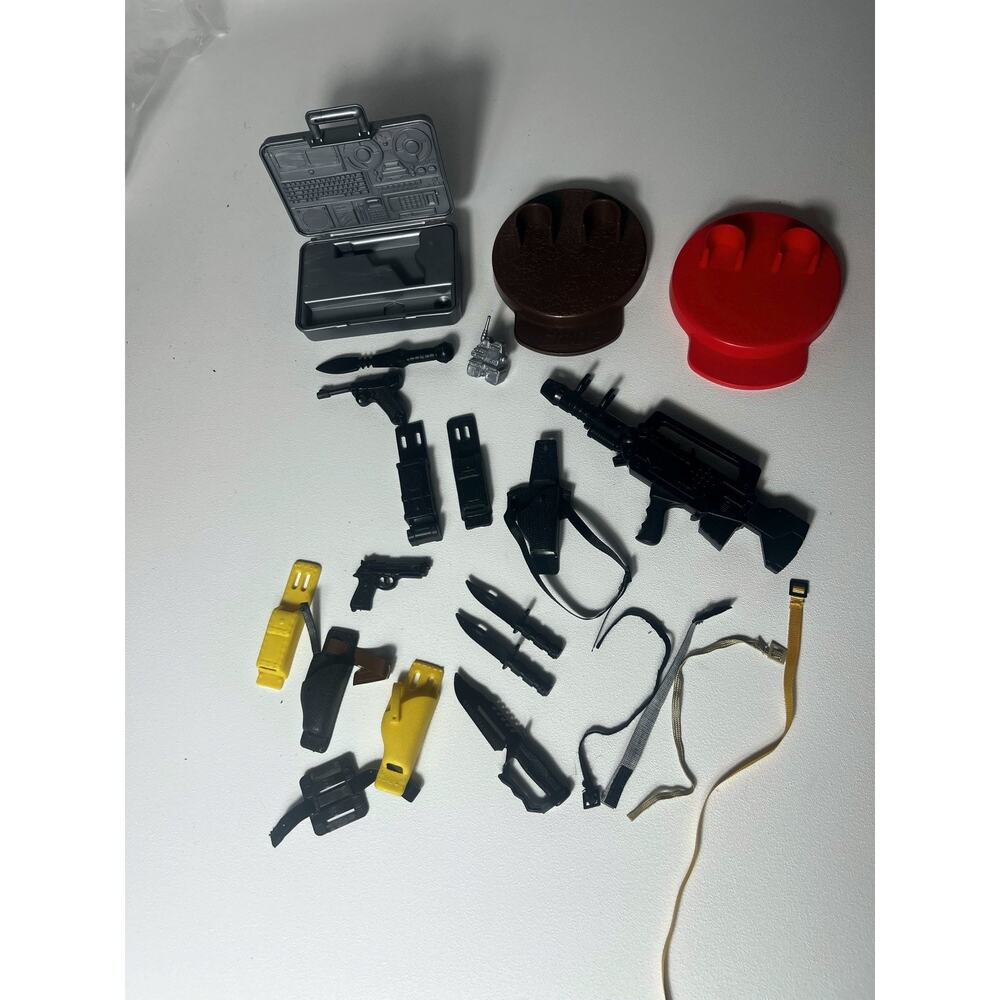 1991-92 GI Joe 1/6th Scale Accessories Lot Stand Luger P08 Gun Knife Belt Stand